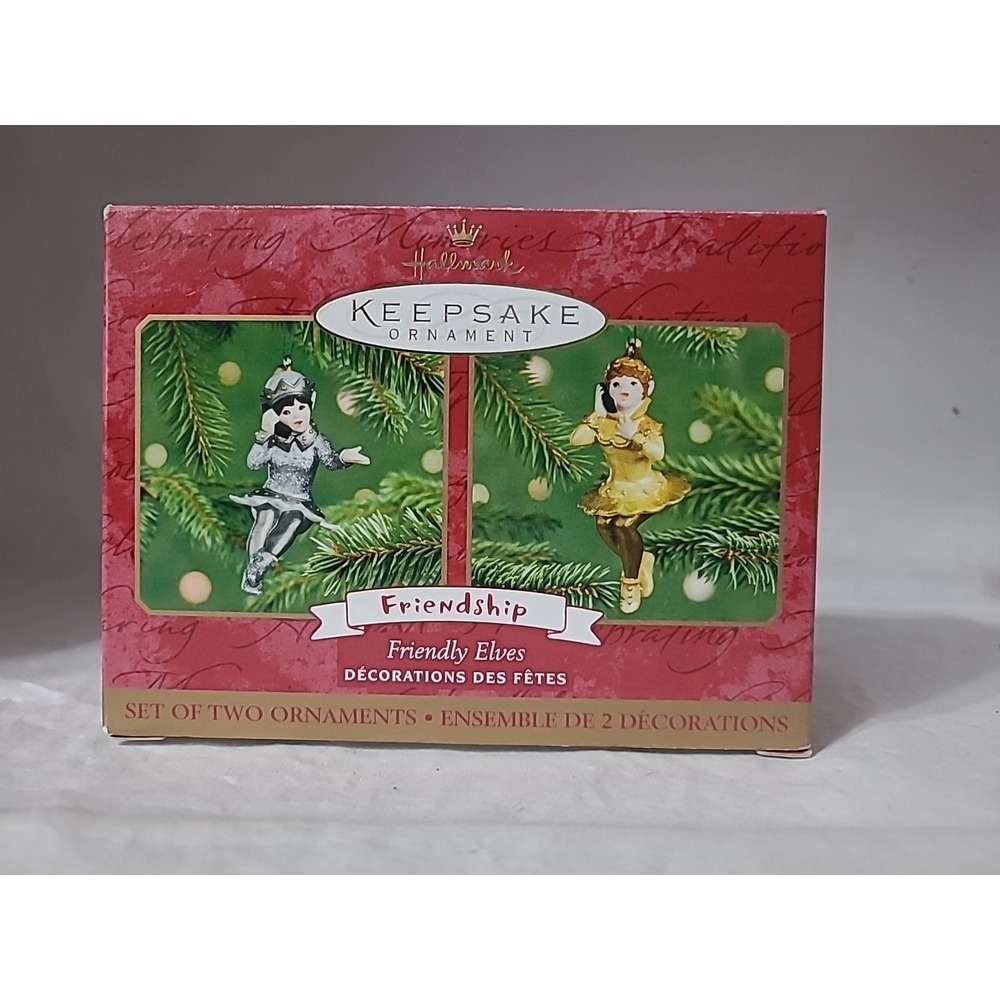 2001 Hallmark Heepsake Ornament Set‎ Friendly Elves (One In Box)